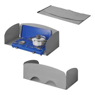 3-piece foldable steel cooking windscreen with base plate 63 x 30.5 x 25 cm