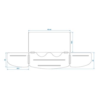 3-piece foldable steel cooking windscreen with base plate 63 x 30.5 x 25 cm