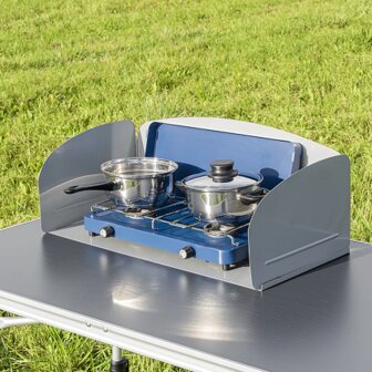 3-piece foldable steel cooking windscreen with base plate 63 x 30.5 x 25 cm