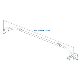 Metal adjustable cover support bar 100&ndash;155 cm for trailer tarp