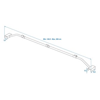 Metal adjustable tarp support bar 152&ndash;220 cm for trailer cover