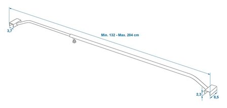 Tarpaulin bracket aluminum extendable 132-204cm for trailer tarpaulin