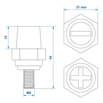 Screw-on battery terminals set (+) and (-) zinc M8