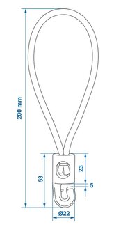 Elastic loop with plastic hook - set of 10 pieces