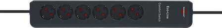 Comfort Switch Power Strip 6-way Anthracite 2m H05VV-F 3G1.5
