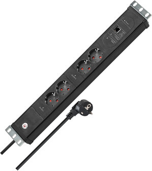 Power strip 2-way black 3 m H05VV-F 3G1.5 19 format