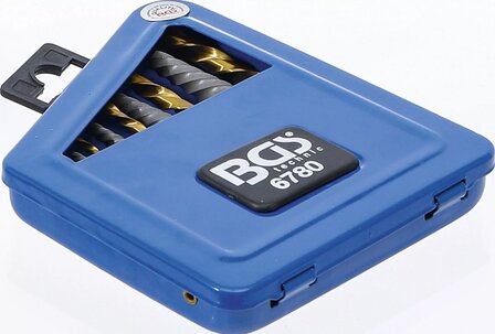 Screw Extractor &amp; Left Cutting Drill Set HSS titanium nitrated 2 - 7.5 mm 10 pcs