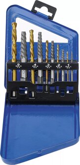 Screw Extractor &amp; Left Cutting Drill Set HSS titanium nitrated 2 - 7.5 mm 10 pcs
