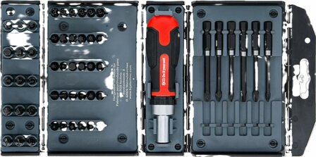 Torsion Bit Set with Ratchet Spinner Handle for Bits reversible 52 pcs
