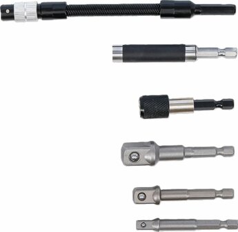 Adapter and Extension Bar Set for Electric Drills 6-pcs