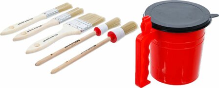 Flat and Round Brush Set with Paint Cup 6 pcs