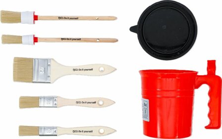 Flat and Round Brush Set with Paint Cup 6 pcs