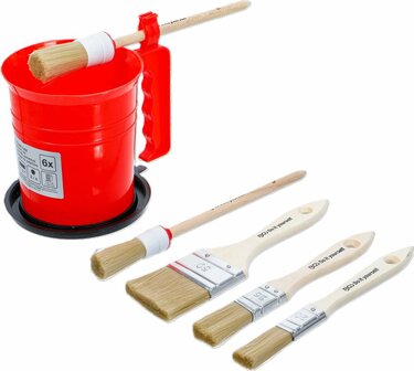 Flat and Round Brush Set with Paint Cup 6 pcs