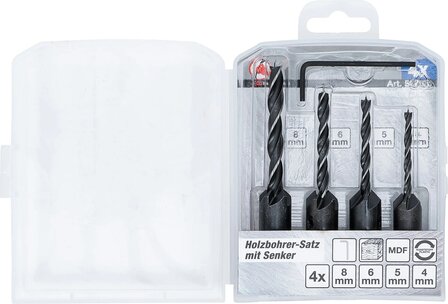 Wood Drill Set with Countersink 4 pcs