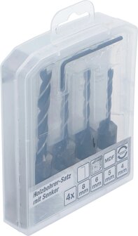 Wood Drill Set with Countersink 4 pcs