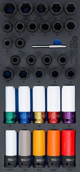 Tool Tray 3/3: Impact Sockets / Impact Protective Sockets and Twist Socket Set (Spiral Profile) (1/2) 33 pcs
