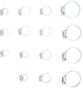 Hose Clamp Assortment diameter 10 - 45 mm 15 pcs