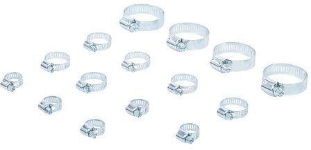 Hose Clamp Assortment diameter 10 - 45 mm 15 pcs