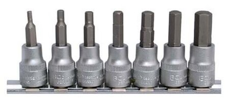 7-piece Bit Socket Set, Internal Hexagon, 3/8