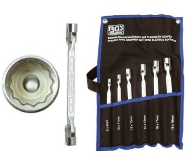 Double Ring Spanner Set with flexible Heads 6 pcs