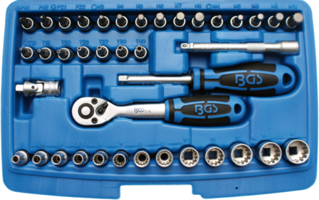 Socket Set, Gear Lock 6.3 mm (1/4) Drive 38 pcs