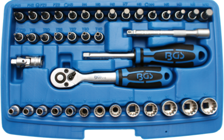 Socket Set, Gear Lock 6.3 mm (1/4) Drive 39 pcs