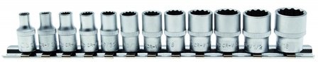 12-piece Socket Set, 12-point, 1/4, in INCH