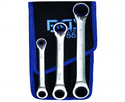 Ratchet Ring Spanner Set reversible 4-in-1 3 pcs