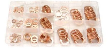 75-piece Copper Ring Assortment, in Inch sizes, for Oil Drain Plugs