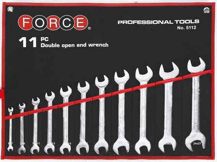 Double open end wrench set 11pc