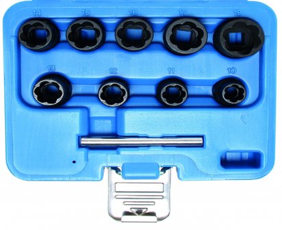 10-piece Special Twist Socket Set, 10-19 mm, 3/8