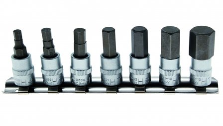 1/4 Bit Socket Set, Int. Hex, 4-12 mm