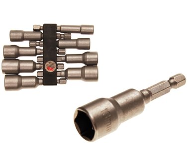 Socket Set, Hexagon | 6.3 mm (1/4&quot;) drive | for electric drills | 6 - 13 mm | 8 pcs.
