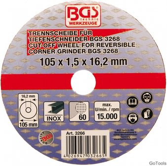 Cutting Disc for BGS Reversible Corner Grinder &Oslash; 105 x 1.5 x 16.2 mm