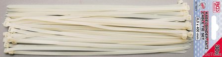 Cable tie assortment white 8.0 x 400 mm 30 pcs.