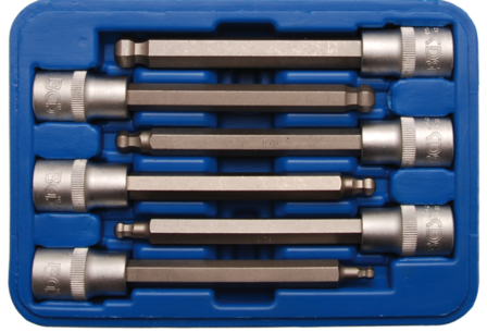 6-piece Internal Hexagon Bit Sockets, Ball End Finish, 1/2