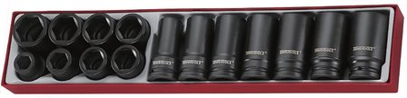 Impact socket set tray tx-norm &amp; lang 15pcs 3/4