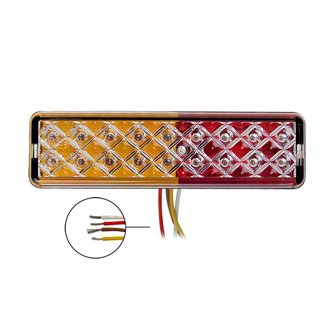 Rear light 12/24V 3 functions 135x38mm LED with holder black