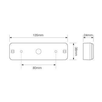 Rear light 12/24V 3 functions 135x38mm LED with holder black