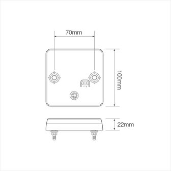 Rear light 12/24V 4 functions 100x100mm LED