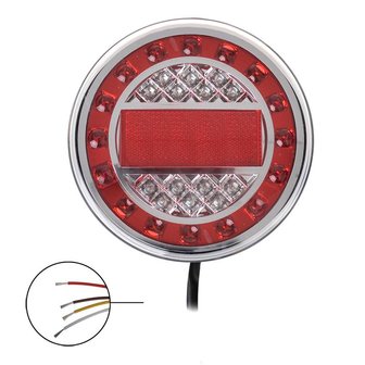 Rear lamp 12/24V 4 function 125mm LED