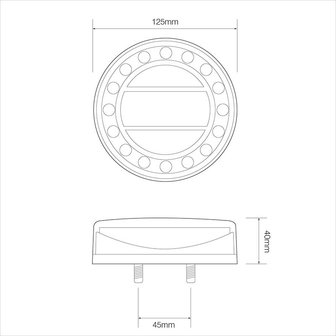 Rear light 12/24V 4 functions 125mm LED