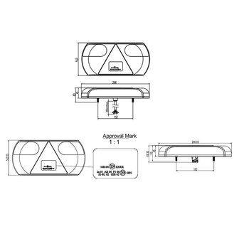 Rear light 6 functions 296x142mm 32LED left