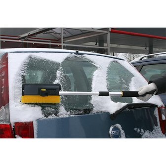 Snow brush with window squeegee and ice scraper + telescopic handle