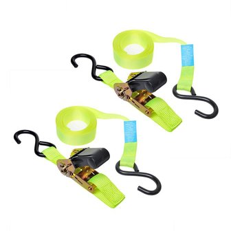 Tie down strap with ratchet + 2 hooks 5 meter set of 2 pieces