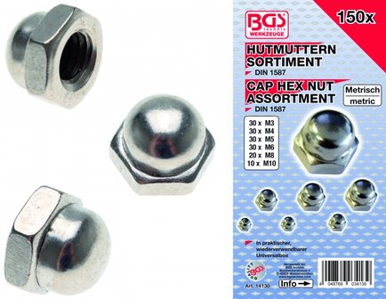 Cap Hex Nut Assortment 150 pcs