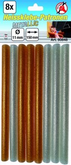 8-piece Metallic Glue Sticks gold/silver, 11 mm