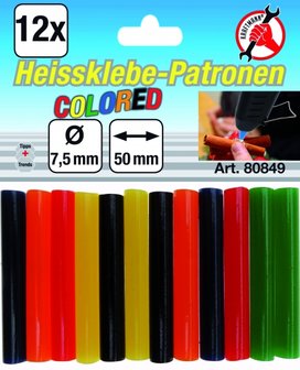 12-piece Colored Glue Sticks, 7.5 mm