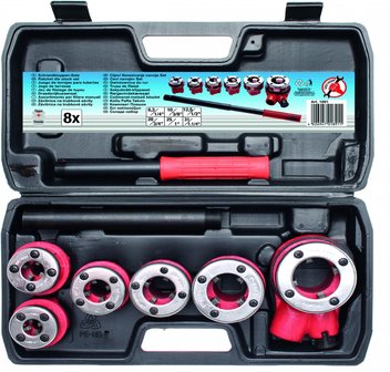 8-piece Pipe Threading Set, 1/4 - 1 1/4