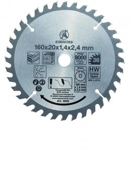 Carbide Tipped Circular Saw Blade, Diameter 160 mm, 36 tooth